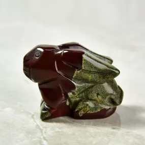 2 Bloodstone Rabbit Natural Gemstone Carving