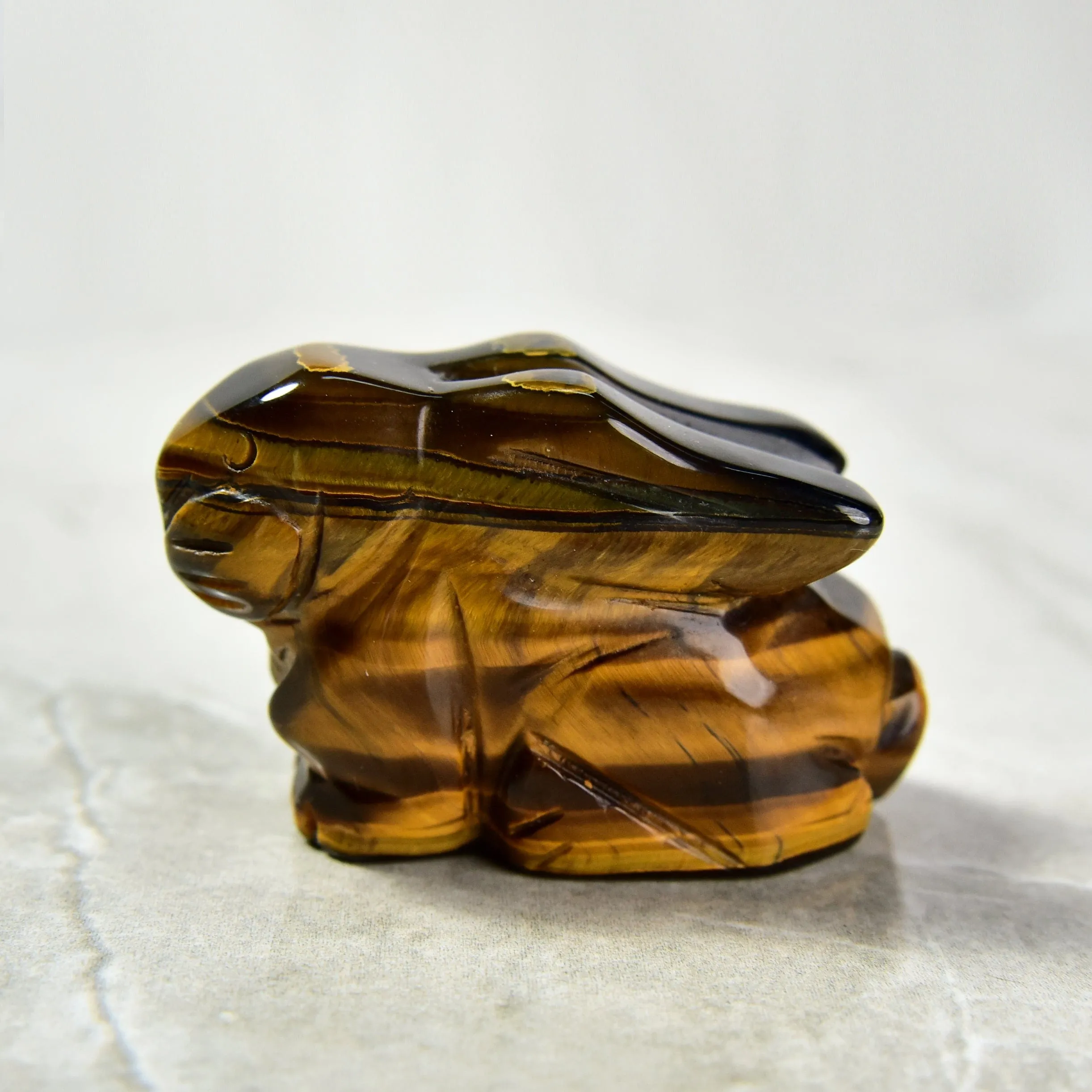 2 Tiger Eye Rabbit Natural Gemstone Carving