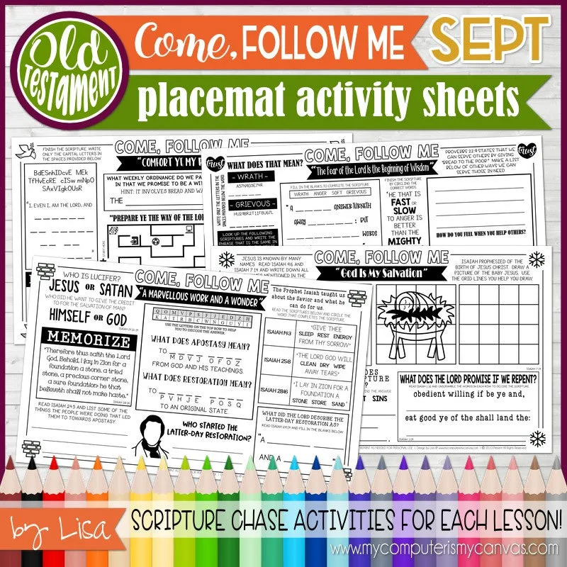 2022 CFM Old Testament Placemat Activity Sheets {SEPT} PRINTABLE