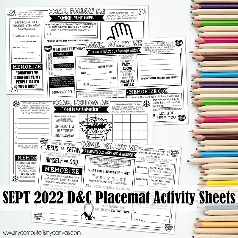 2022 CFM Old Testament Placemat Activity Sheets {SEPT} PRINTABLE