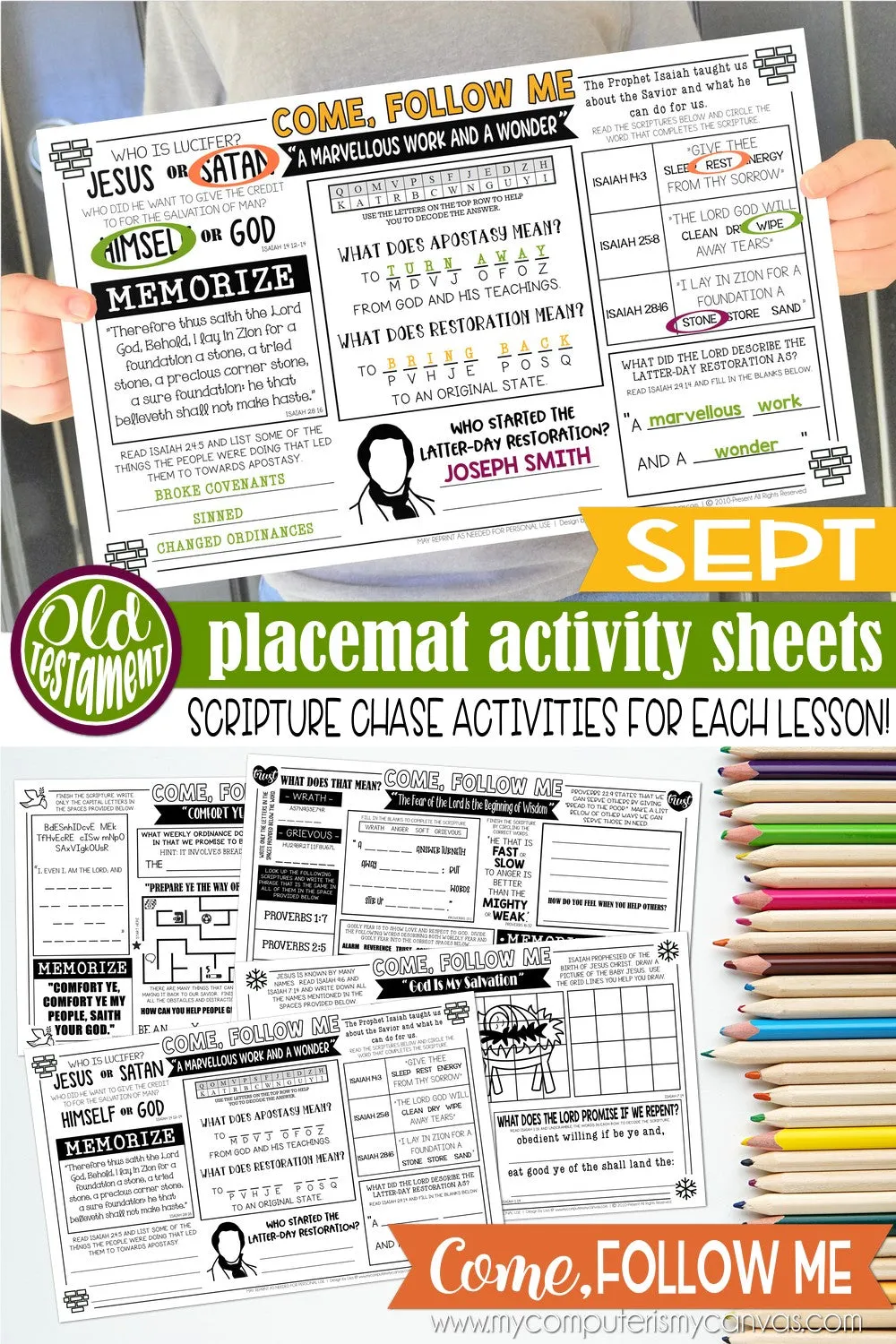 2022 CFM Old Testament Placemat Activity Sheets {SEPT} PRINTABLE