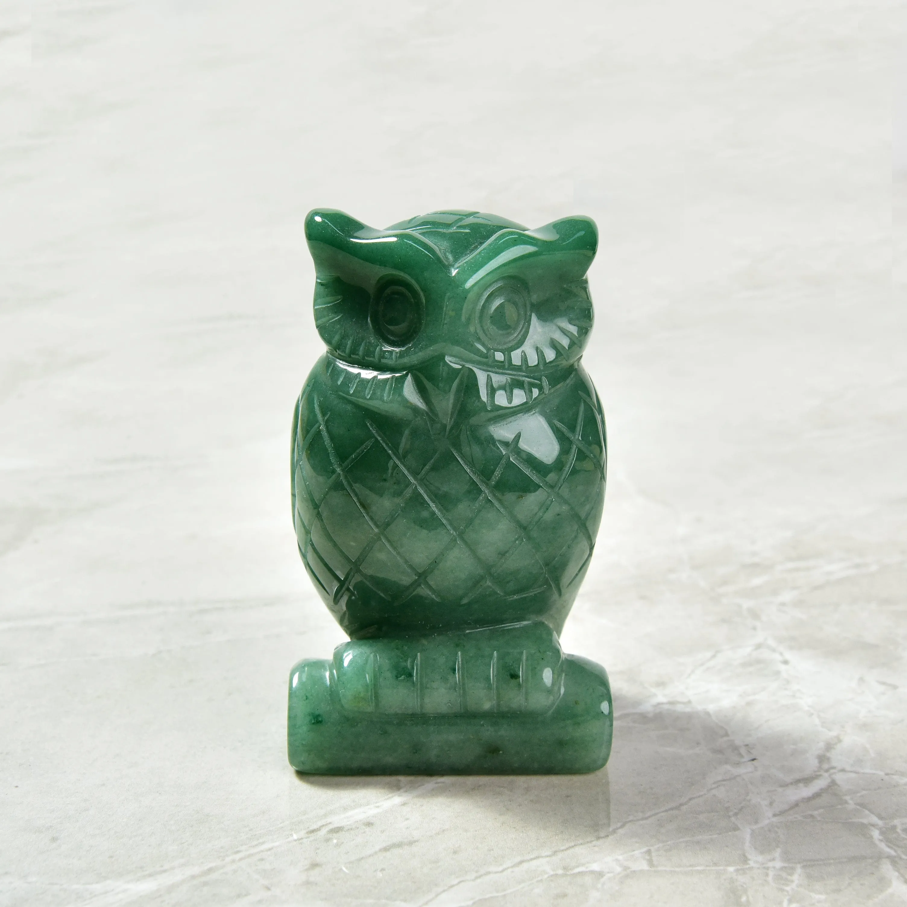 4 Aventurine Owl Natural Gemstone Carving