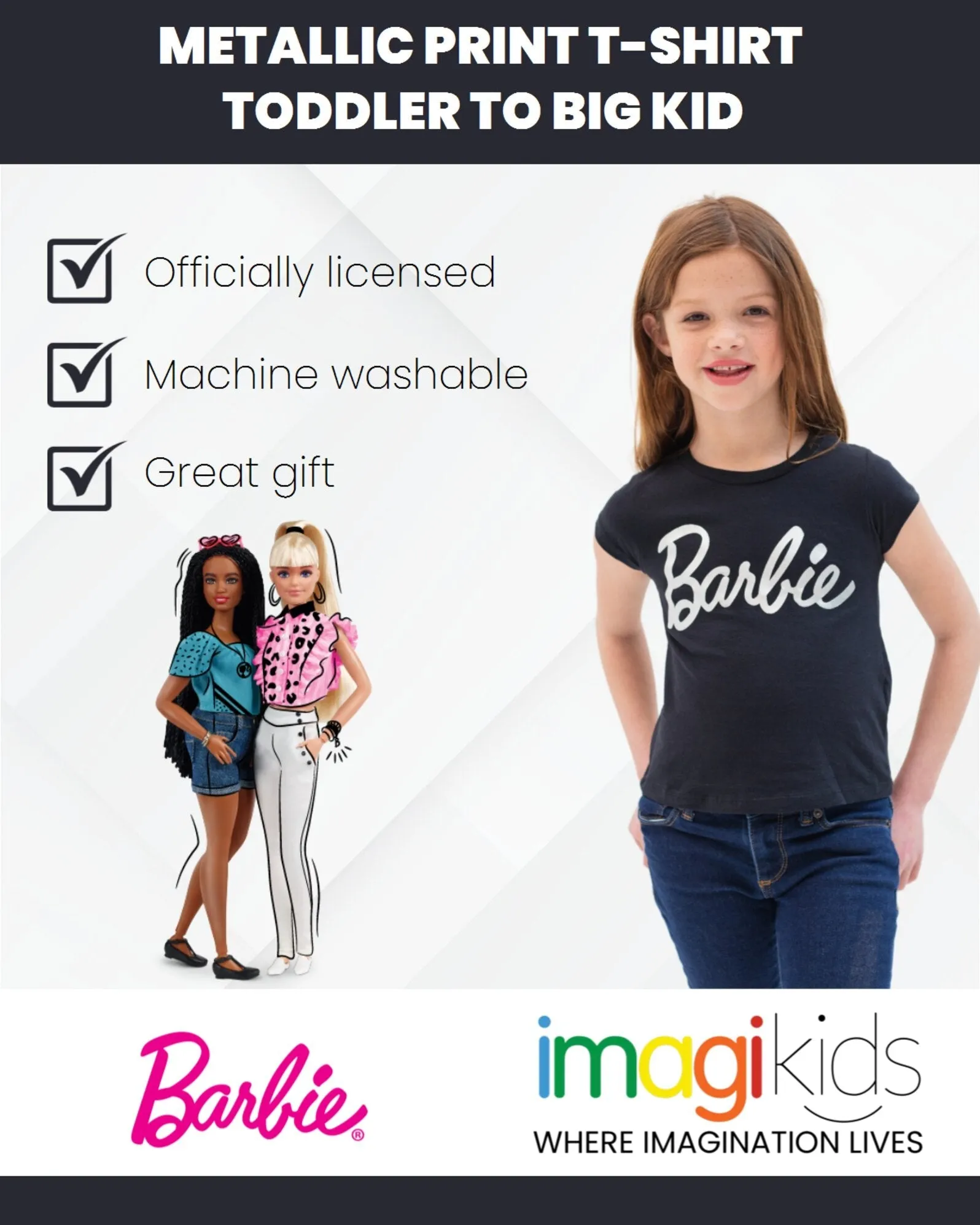 Barbie Metallic Print Pullover T-Shirt