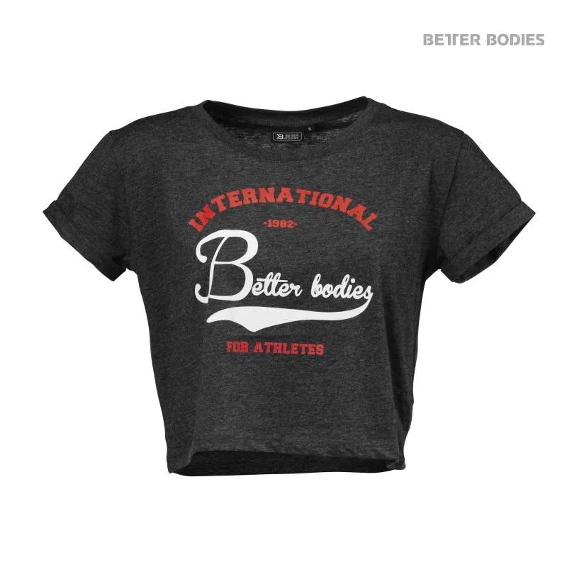 Better Bodies Cropped Tee - Anthracite Melange