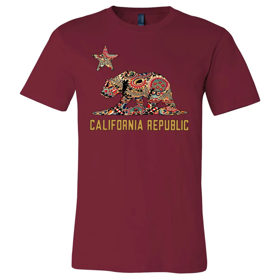 California Republic Paisley Bear Asst Colors Mens Lightweight Fitted T-Shirt/tee