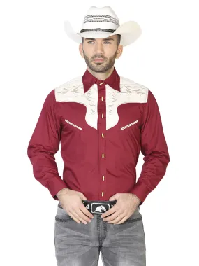 Camisa Vaquera Charra Bordada Manga Larga Azul Claro para Hombre 'El Señor de los Cielos' - ID: 42580