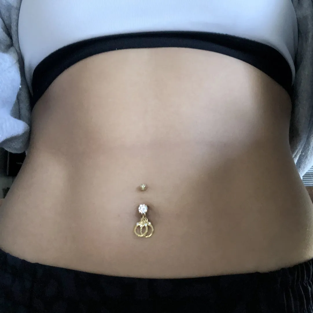 Cuff me up! Dangly Navel Bar with Gold Plating