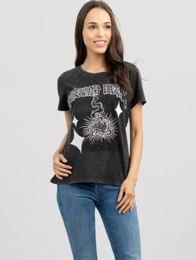 Delila Women Mineral Wash Sacred Heart Graphic T-Shirt