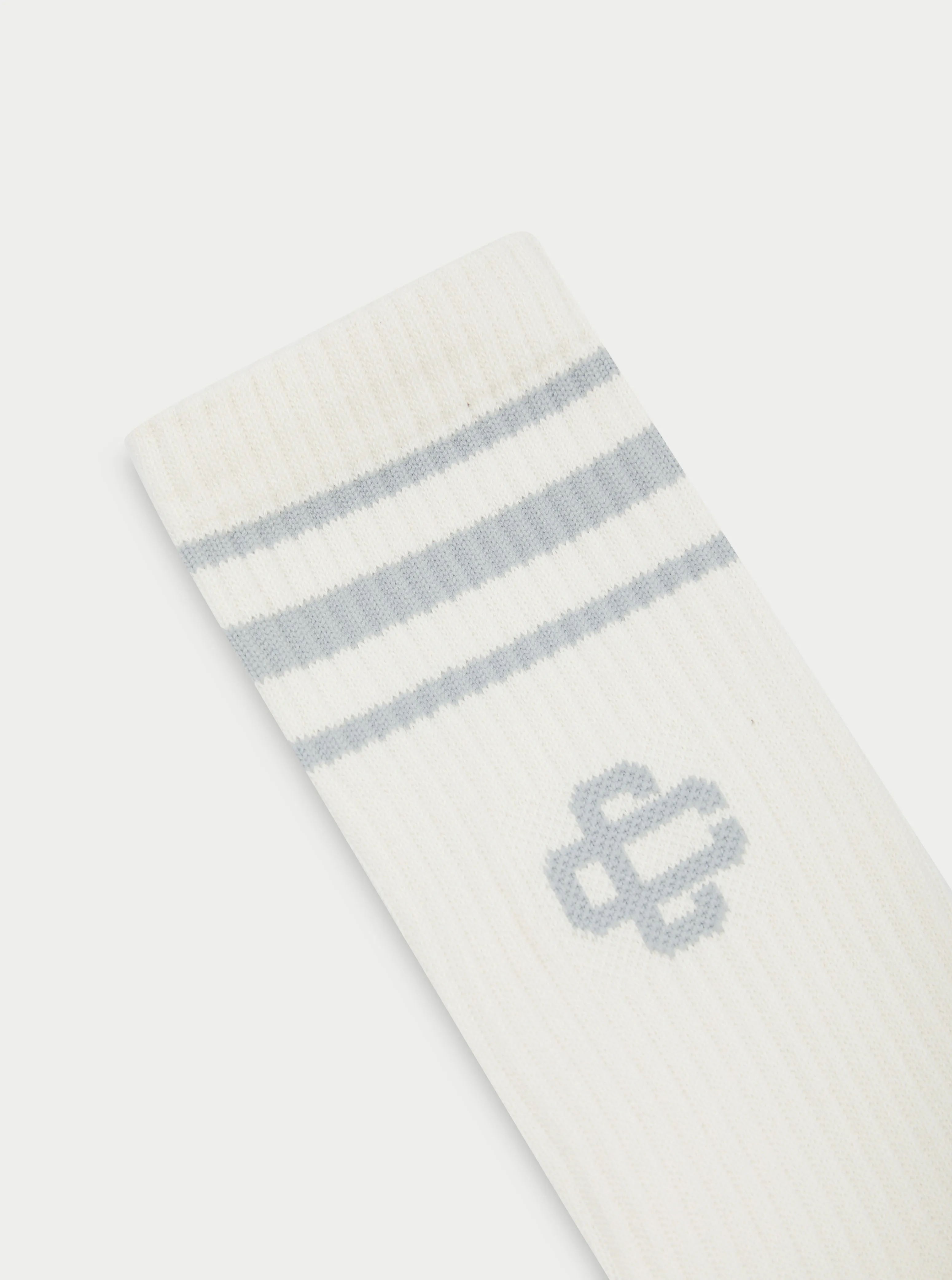 EMBLEM STRIPE SPORTS SOCK - BEIGE