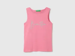 Girls Glitted Round Neck Tank Top