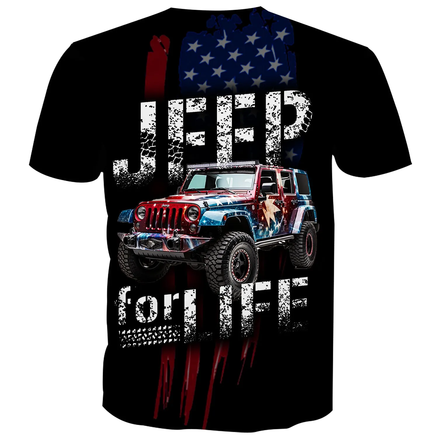 Jeep for Life - USA Flag Jeep Wrap T-Shirt