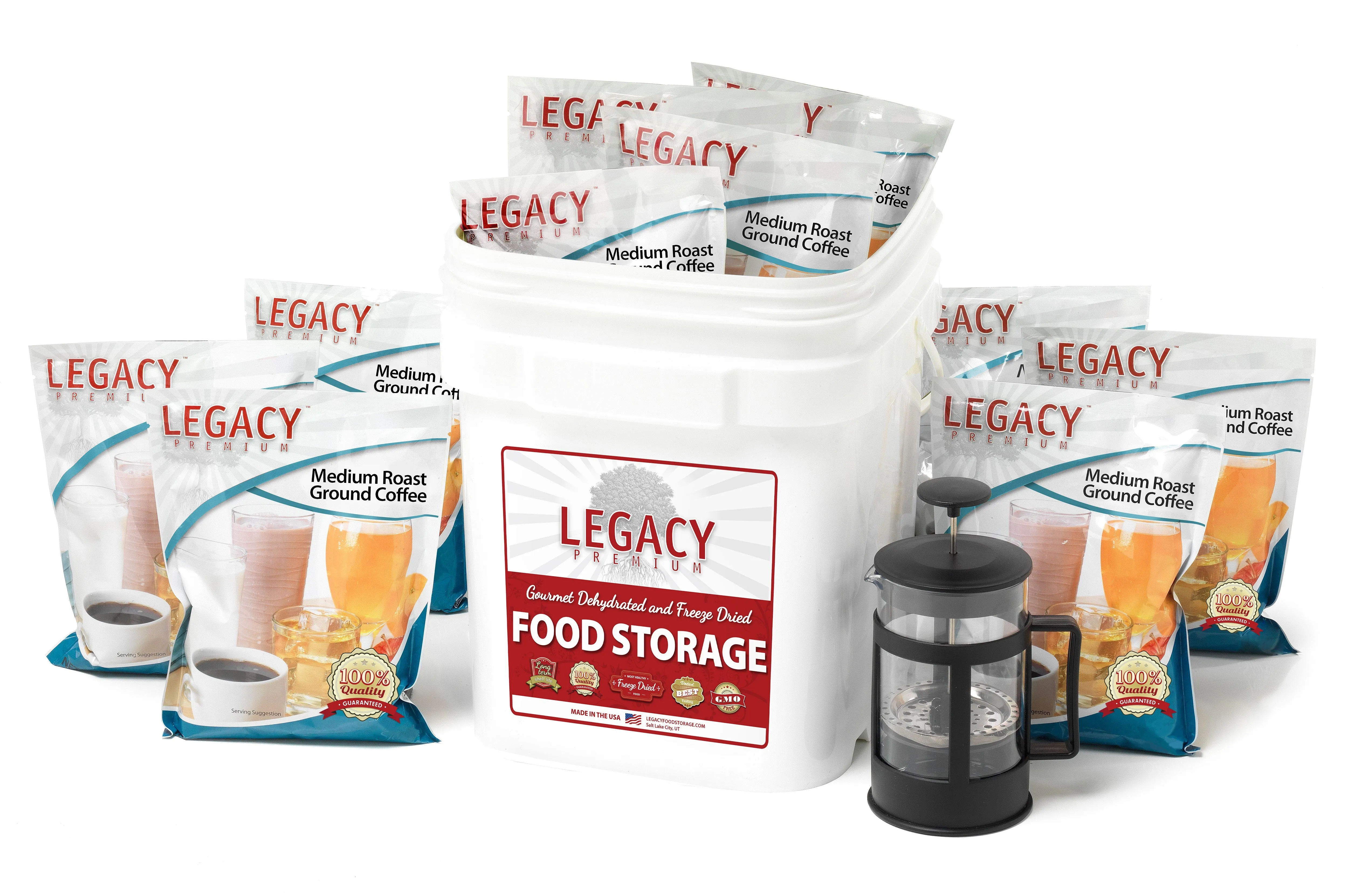 Legacy 350 Serving Ground Coffee Bucket with French Press