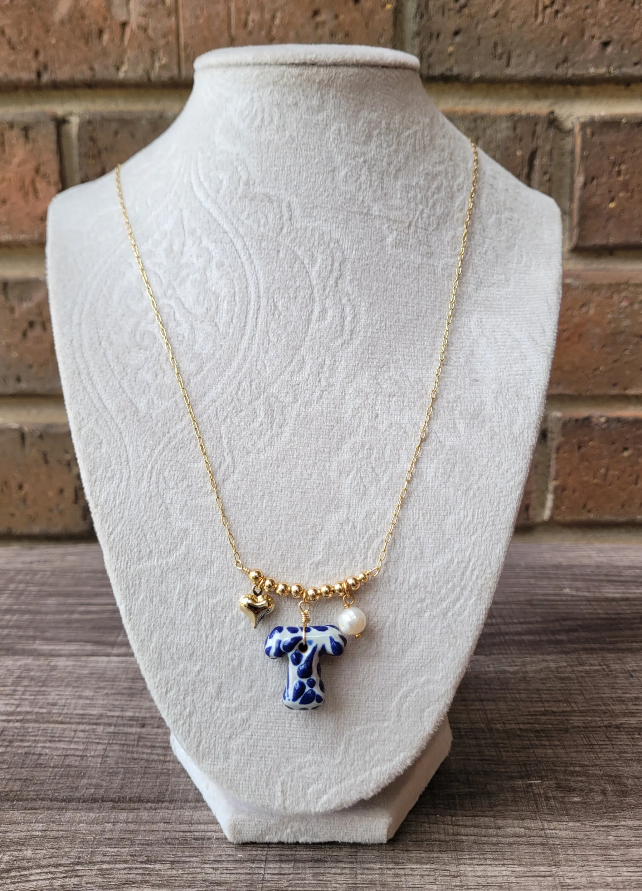 Letter T Talavera necklace