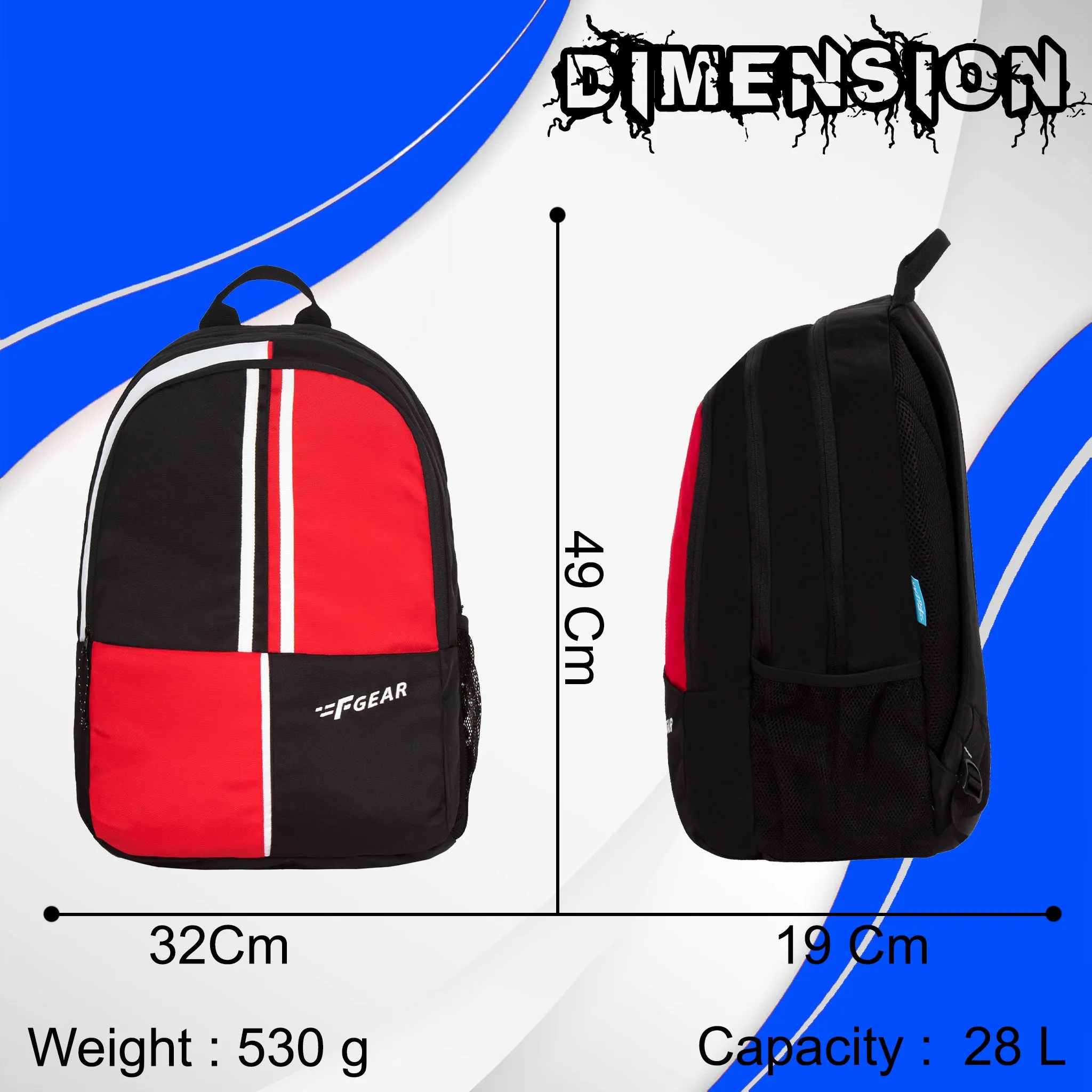 Medusa 28L Black Red Backpack with Raincover