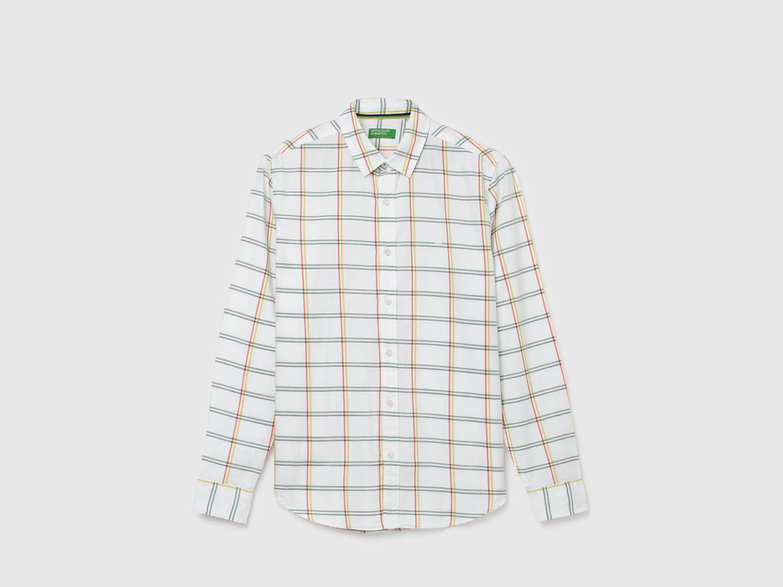 Men Checked Spread Collar Shirt