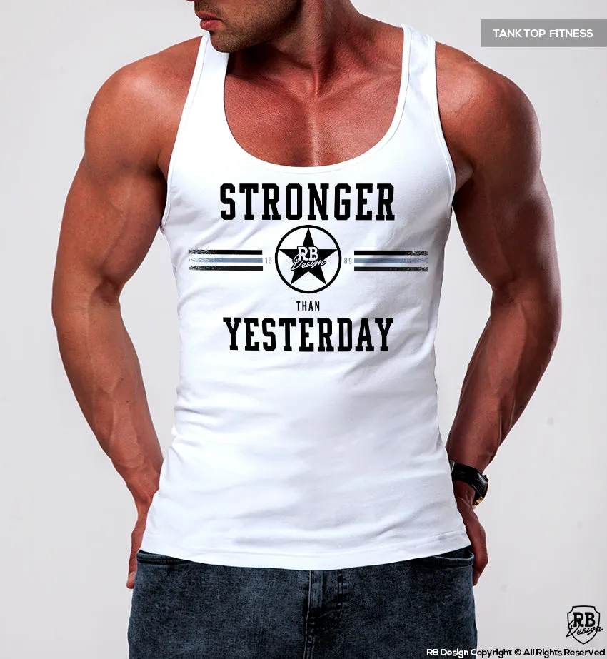 Men's Training Gym Tank Top Fitness Style "Stronger than Yesterday" MD901