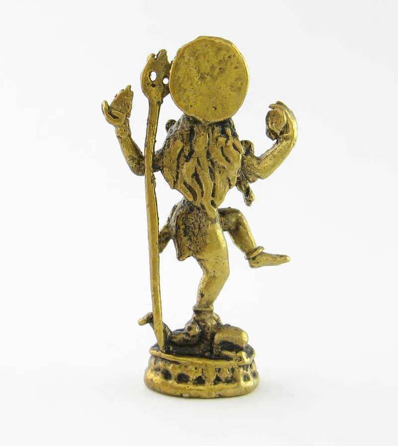 Miniature Dancing Shiva Figurine, 1-1/2 Inches Tall, Brass