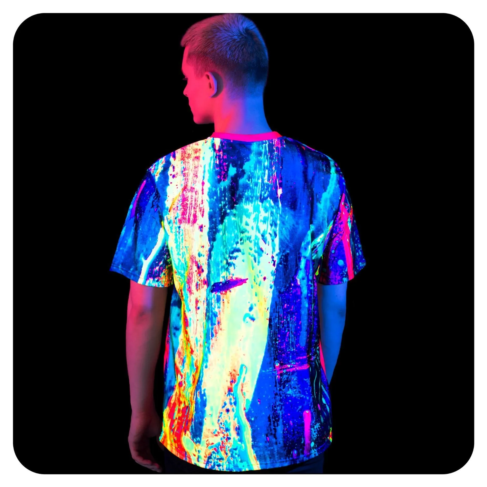 Neon Lighting Party T-Shirt Glow in UV Fingerprint