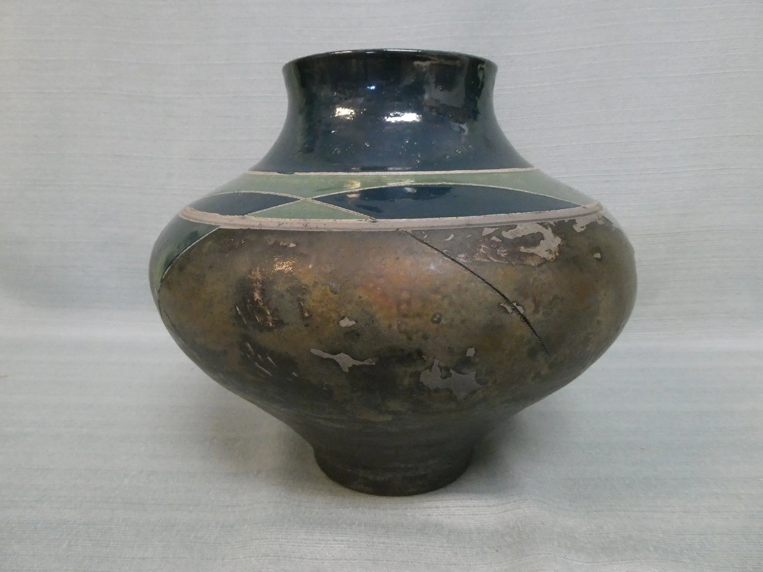 Raku Pottery Vase, signed by Robert Sunday