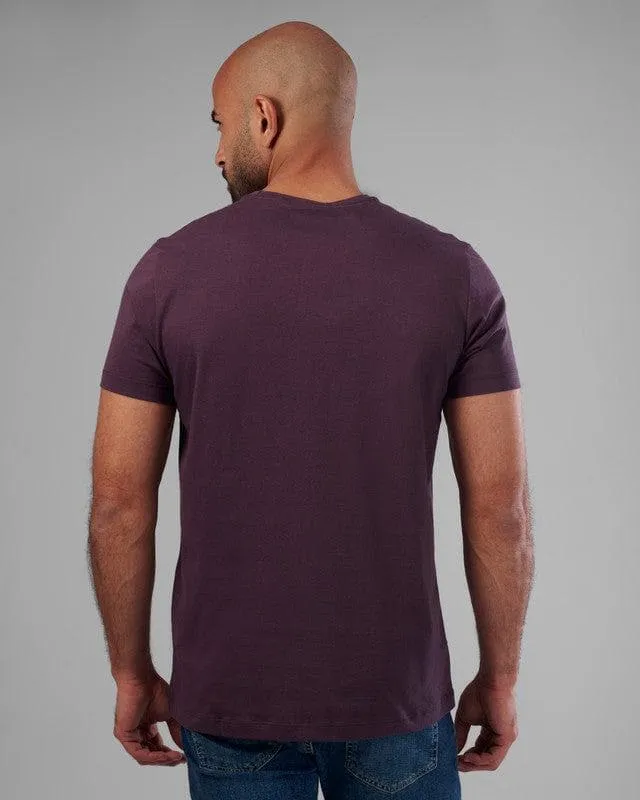 RUBBER-PRINTED ROUND NECK T-SHIRT - BURGUNDY