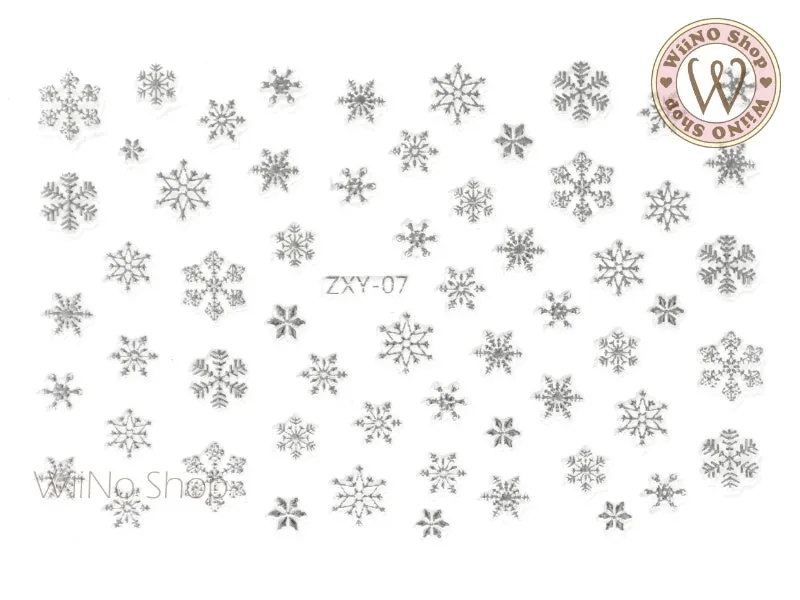 Silver Snowflake Adhesive Nail Art Sticker - 1 pc (ZXY-07)