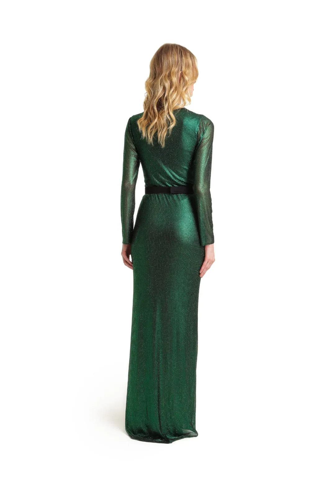 VESTIDO FABIANA MILAZZO VERDE DECOTE