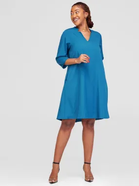 Vivo Pesi Notch Collar Tent Dress - Teal